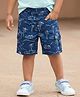Babyhug Twill Woven Above Knee Length Bermuda With Stretch & Tree Print - Navy Blue