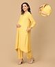 The Mom Store Rayon Knit Three Fourth Sleeves Abstract Printed Maternity & Nursing Kurta With Coordinating Pant Set - Yellow