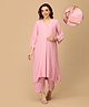 The Mom Store Rayon Knit Three Fourth Sleeves Abstract Printed Maternity & Nursing Kurta With Coordinating Pant Set - Pink