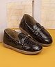 SHOES FOR JUNIORS Self Designed & Metal Applique Detailed Loafers - Brown