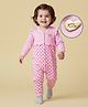 Babyoye 100% Cotton Knit With Eco Jiva Finish Full Sleeves Romper With Heart Print - Pink