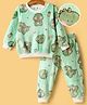 Mark & Mia Full Sleeves Co-Ord Winter Wear Night Suit with Dino Print - Light Green
