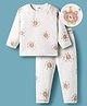 Mark & Mia Full Raglan Sleeves Winter Wear Co-ords Night Suit With Bear Print - White