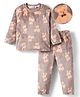 Mark & Mia Full Sleeves Winter Wear Co-ords Night Suit With Animal Print - Brown