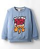 Ollypop Fleece Knit Full Sleeves Sweatshirt With Text Print - Light Blue