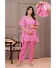 CeleBravo Cotton Woven Half Batwing Sleeves Floral Printed Maternity Ethnic Kaftan Style Kurta With Nursing Access & Pant Set - Pink