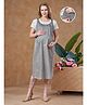 Lovely Mom's Oxford Woven Half Sleeves Cut & Sew Maternity Dress With Nursing Access - Grey