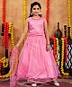 Aarika Net Woven Sleeveless Threadwork Embroidered & Sequins Embellished Lehenga Choli With Dupatta Set - Pink