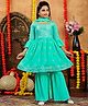 Aarika Georgette Woven Three Fourth Sleeves Sequin Embellished & Mirror Work Embroidered Kurta Sharara With Dupatta Set - Sea Green