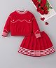 Mark & Mia Viscose Full Sleeves Pullover Sweater & Skirt Set - Red