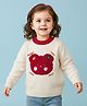 Mark & Mia Viscose Full Sleeves Pullover Sweater with Teddy Bear Design - Beige