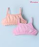 Honeyhap Premium Cotton Elastane Knit Sleeveless Bralettes With Bio Finish & Heart Print Pack of 2 - Lilac Sachet & Tropical Peach