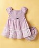 Dew Drops Cotton Knit Half Sleeves Smocked Frock & Bloomer with Polka Dots - Plum