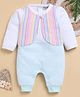 Wonderchild Full Sleeves Striped & Hearts Printed Romper - White & Sea Green