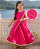 Babyhug Woven Sleeveless Choli Lehenga & Dupatta Set With Foil Print - Fuschia