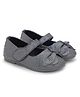 Superminis Bow Applique Detailed Foil Designed Ballerinas - Black & Grey