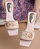 Shoetopia Floral Shaped Rhinestones Embellished Sandals - Rose Gold