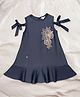 PURPLE UNITED KIDS Cotton Tencel Blend Woven Sleeveless Floral Embroidered Dress - Blue