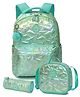 Little Surprise Box Height 16.5 Inch Shiny Star Backpack with Matching Lunch Bag and Stationery Pouch Mint