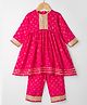 Saka Design Satin Woven Three Fourth Sleeves Kurta Churidar Set With Foil Print - Red