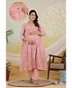 Ikk Kudi by Seerat Cotton Woven Three Fourth Sleeves Floral Printed Kurta With Nursing Access & Coordinating Pant Set - Peach