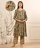 Ikk Kudi by Seerat Cotton Woven Three Fourth Sleeves Floral Printed Maternity Kurta With Nursing Access & Pant Set - Black