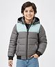 Pine Kids Woven Full Sleeves Hooded Solid Padded Jacket - Grey
