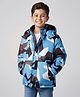 Pine Kids Woven Full Sleeves Hooded Padded Jacket with Camouflage Print - Blue