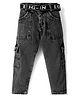 Rikidoos Denim Woven Solid Jeans With Belt - Black