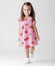 Bonfino 100% Cotton Half Sleeves Fruits Printed Dress - Pink