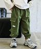 tior Cotton Woven Happy Everyday Text Patch Detailed Cargo Pants - Green