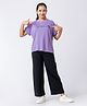 Taatoom Cotton Modal Knit Half Sleeves Just Believe Text Printed Top & Palazzo Set - Violet