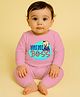 The Peppy Tend 100% Cotton Knit Full Sleeves Mini Boss Text Printed Romper - Pink