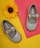boyz n galz Shimmered Bow Applique Detailed Mary Janes Ballerinas - Silver