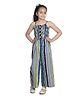 StyleStone Rayon Woven Sleeveless Striped Smocked Jumpsuit - Blue