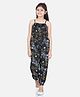 StyleStone Rayon Woven Sleeveless Floral Printed Jumpsuit - Black