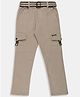 CAVIO Cotton Blend Woven Solid Cargo Pants With Belt - Khaki