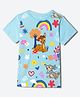 Wear Your Mind Cotton Blend Knit Disney Bambi Featuring Half Sleeves Character Printed Tee - Sky Blue