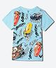 Wear Your Mind Cotton Blend Knit Disney Cars Featuring Half Sleeves Pixar Cars Printed Tee - Sky Blue