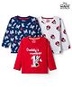 Babyhug Disney Single Jersey Knit Full Sleeves T-Shirts with Minnie Mouse Graphic Pack of 3 - Red Navy Blue & White