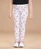 StyleStone Cotton Lycra Woven Floral Printed Jeggings - White