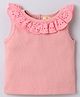 Aww Hunnie Cotton Knit Sleeveless Schiffli Embroidered Ribbed Top - Peach