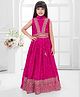 Tiny Kingdom Woven Sleeveless Floral Embroidered Sequins Embellished Lehenga Choli With Dupatta - Pink