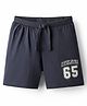 Babyhug Single Jersey Knit Mid Thigh Shorts With Athletic Text Print - Blue