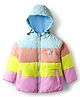 Babyhug Woven Full Raglan Sleeves Hooded Padded Jacket With Color Block Design & Star Patch - Multicolor