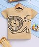 TOONYPORT Cotton Knit Half Sleeves Baby Lion Printed Tee - Beige