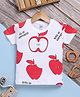 TOONYPORT Cotton Knit Half Sleeves Apples Printed Tee - White