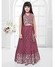 Tiny Kingdom Georgette Woven Sleeveless Sequins Embellished Floral Designed Lehenga Choli With Dupatta - Wine