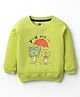 Simply Looper Knit Full Sleeves T-Shirt With You & Me Text & Teddy Print - Limegreen