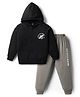 CUCUMBER Sinker Knit Full Sleeves Hooded T-Shirt & Jogger With Skate All Day Text Print - Black & Grey